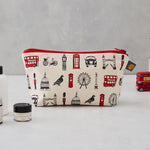 Cosmetic bag with London Icons souvenir gift in white