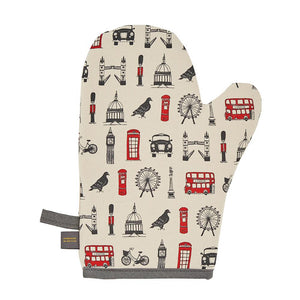 Oven mitt with London Icons souvenir gift in white