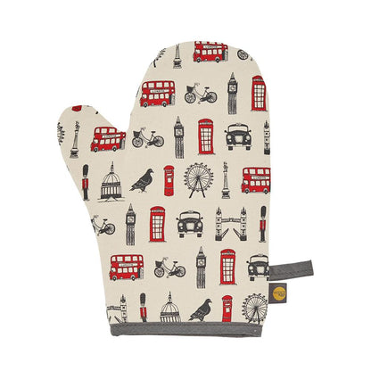 Oven mitt with London Icons souvenir gift in white