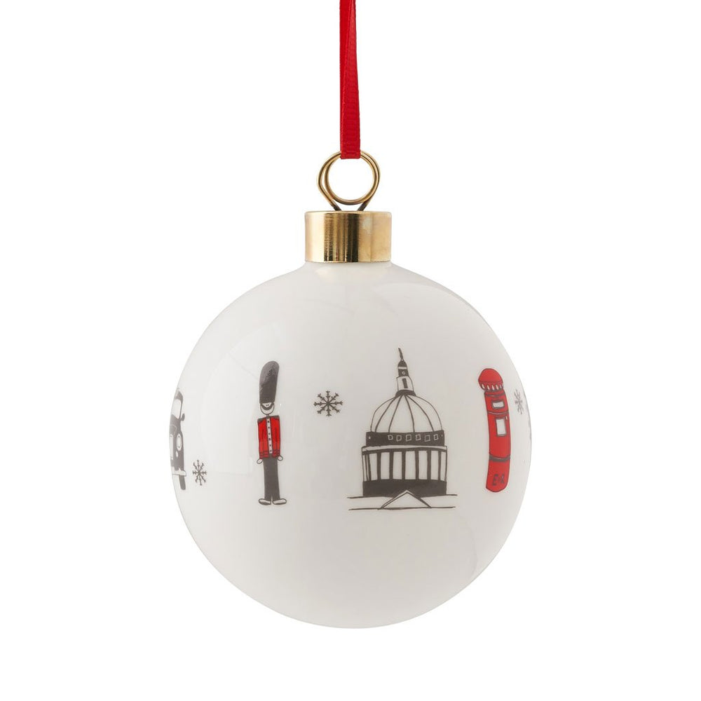 
            
                Load image into Gallery viewer, Bauble with London Skyline souvenir gift in white
            
        