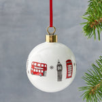 Bauble with London Skyline souvenir gift in white