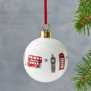 
            
                Load image into Gallery viewer, Bauble with London Skyline souvenir gift in white
            
        