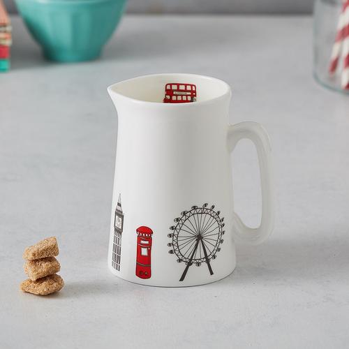 Milk jug with London Skyline souvenir gift in white