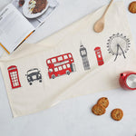 Tea Towel with London Skyline souvenir gift in cream