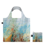 Foldable Tote bag with 'Brazil' scenic peacock artwork by Louis Joseph Fuchs in blue
