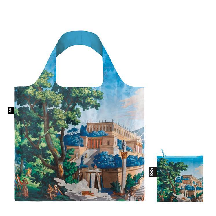 Foldable Tote bag with 'Telemaque in Calypso Island' Landscape artwork by Joseph Dufour in blue