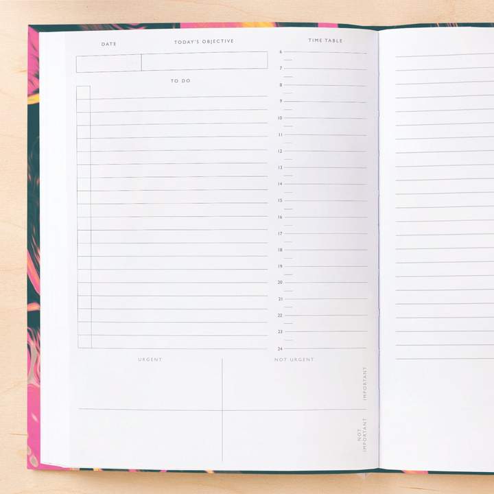 Daily Planner Undated Ultra Pink Marble Linen