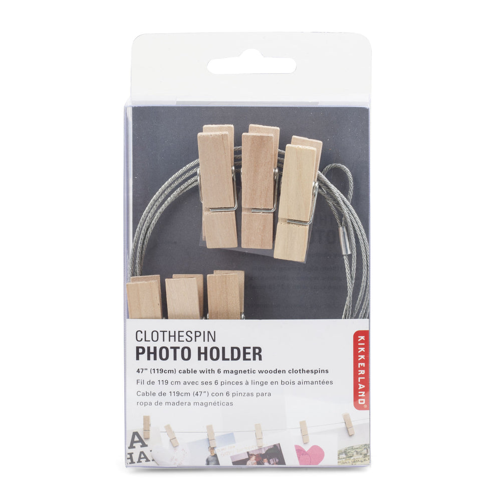 Hanging Photo Holders 6 Wooden clothespins