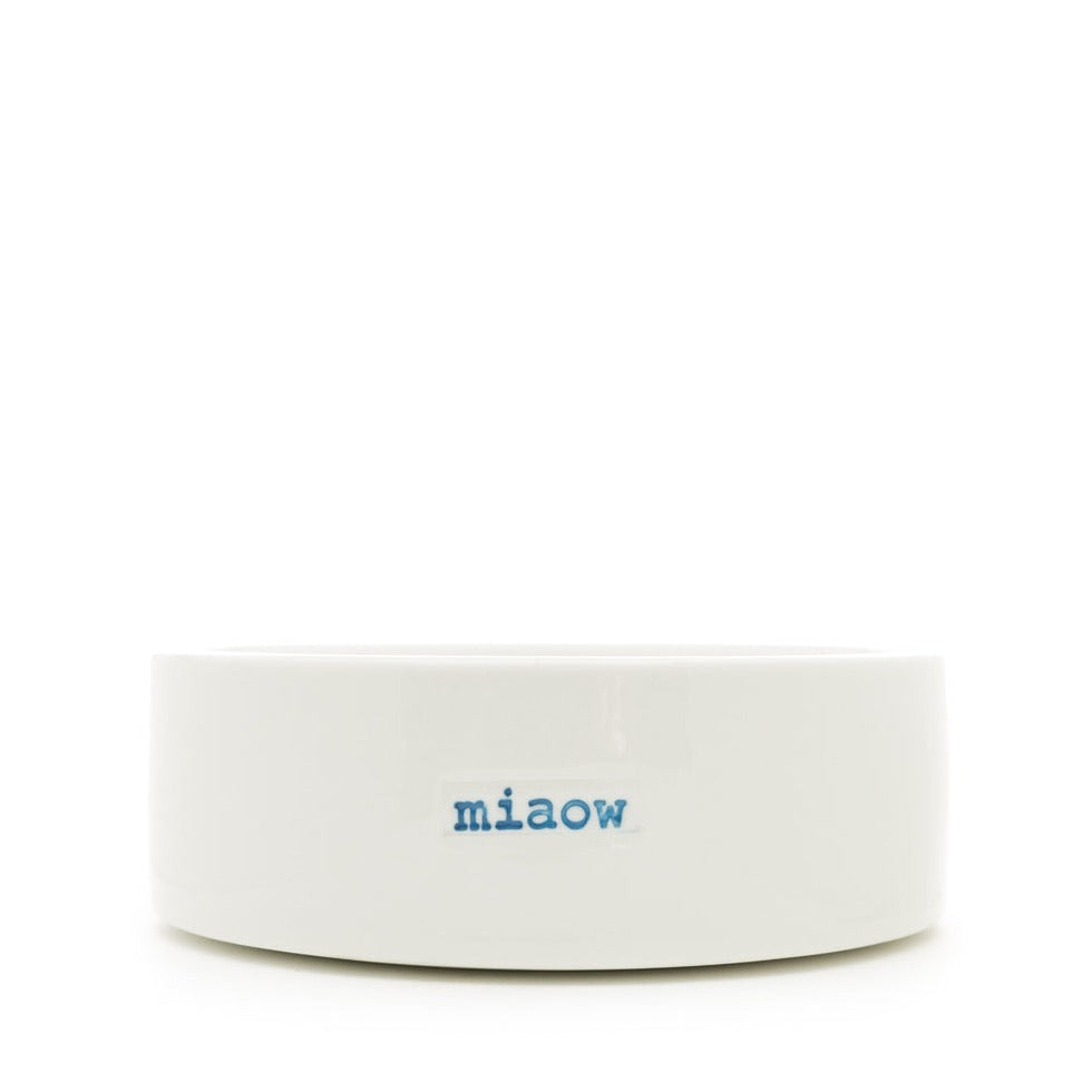 Porcelain Cat Bowl 'Miaow' Keith Brymer Jones White