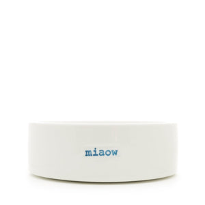 Porcelain Cat Bowl 'Miaow' Keith Brymer Jones White
