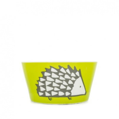 Snack Bowl Hedgehog Green White Porcelain