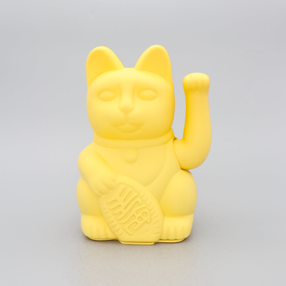 Lucky Cat Waving Arm 'Maneki-Neko' Good Fortune Yellow