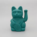 Lucky Cat Waving Arm 'Maneki-Neko' Good Fortune Turquoise Green