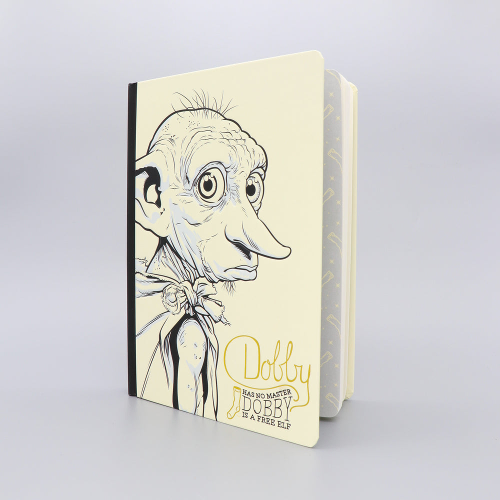 Harry Potter A5 notebook with Dobby the Elf in cream