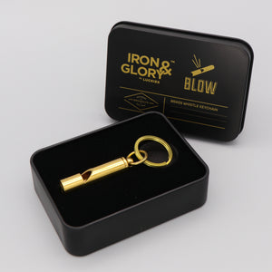 Keychain Whistle 'Blow' Iron and Glory Brass