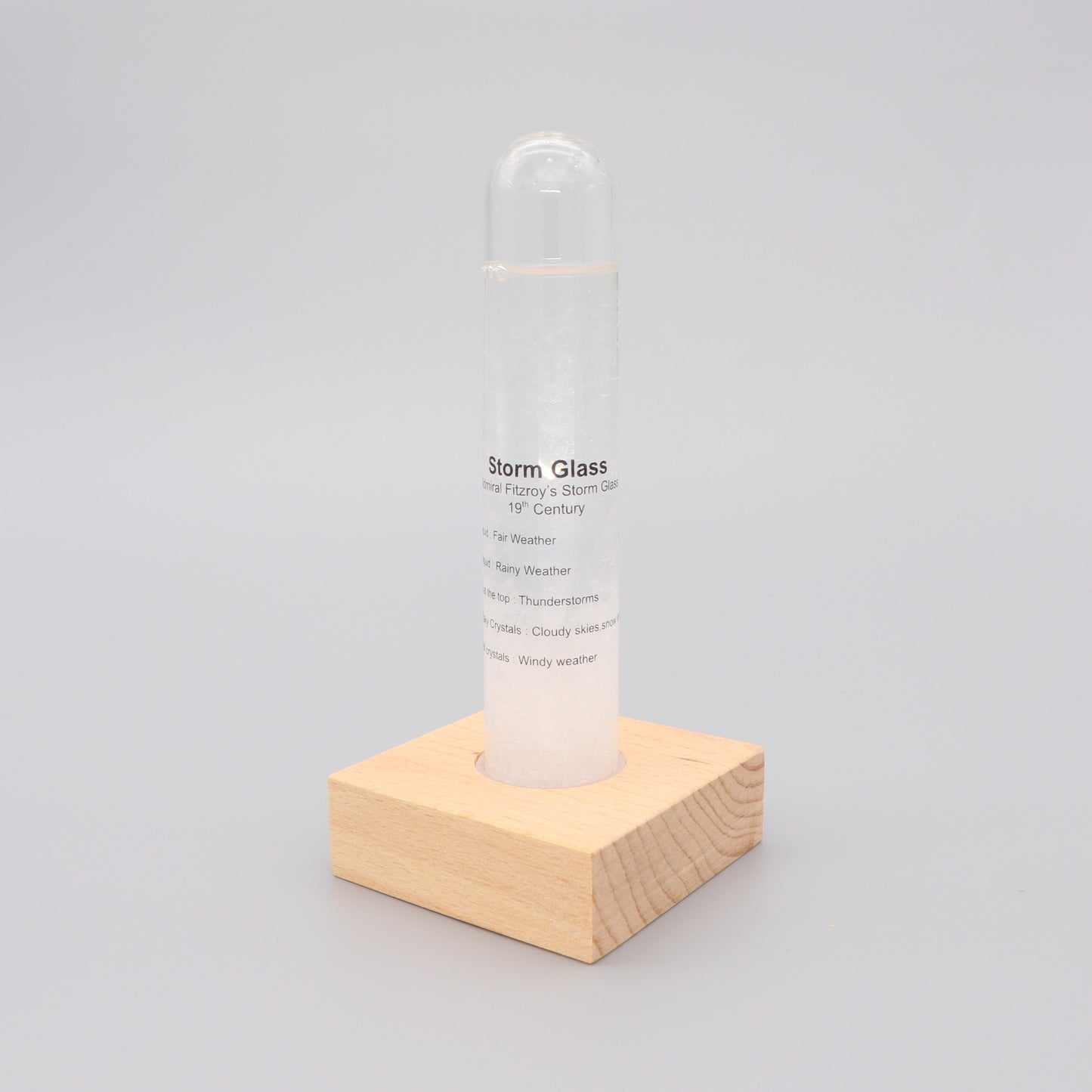 Storm Glass Barometer with Beech Wood Base