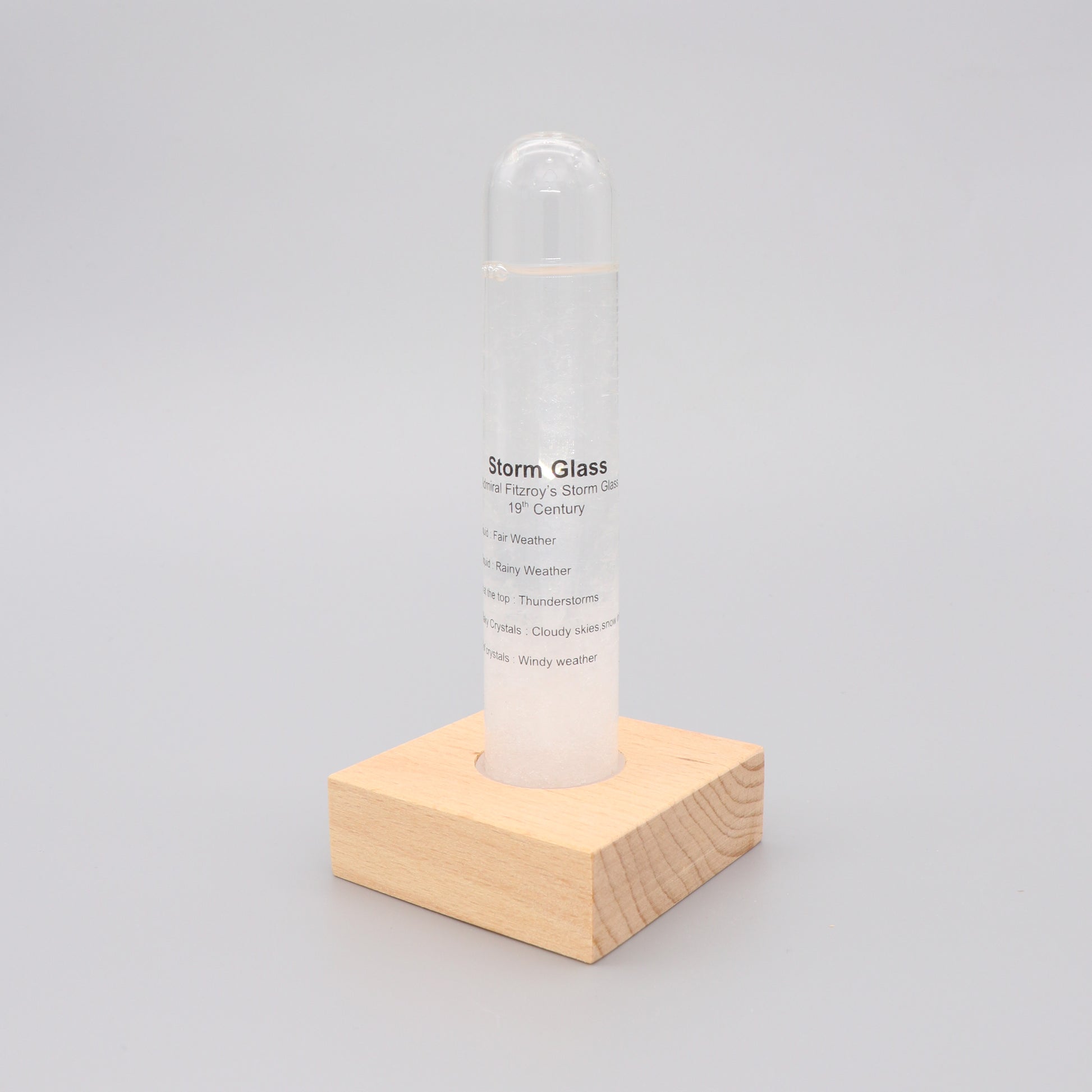Storm Glass Barometer with Beech Wood Base