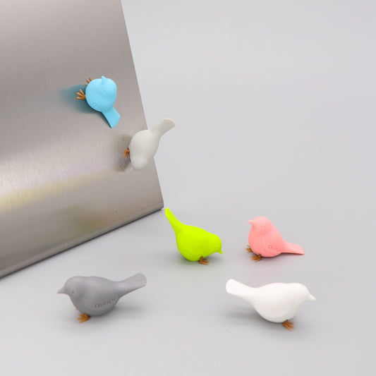 Bird magnets sparrows set of 6 in pastel