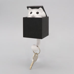 
            
                Load image into Gallery viewer, Wall Key Hook &amp;#39;Kitt-a-Boo&amp;#39; Peeping Cat Hanger Black and White
            
        