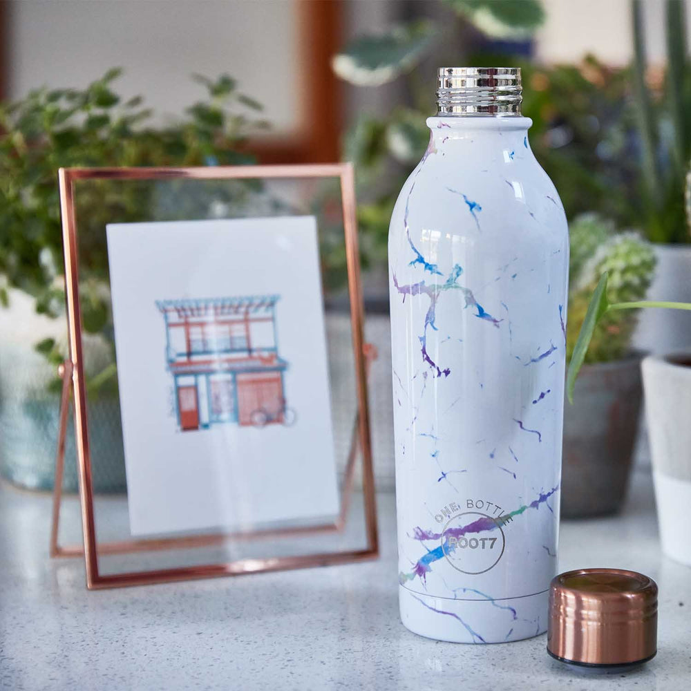 
            
                Load image into Gallery viewer, Water Bottle Insulated Double Walled Leak Proof 500ml in Magic Marble Blue and Purple
            
        