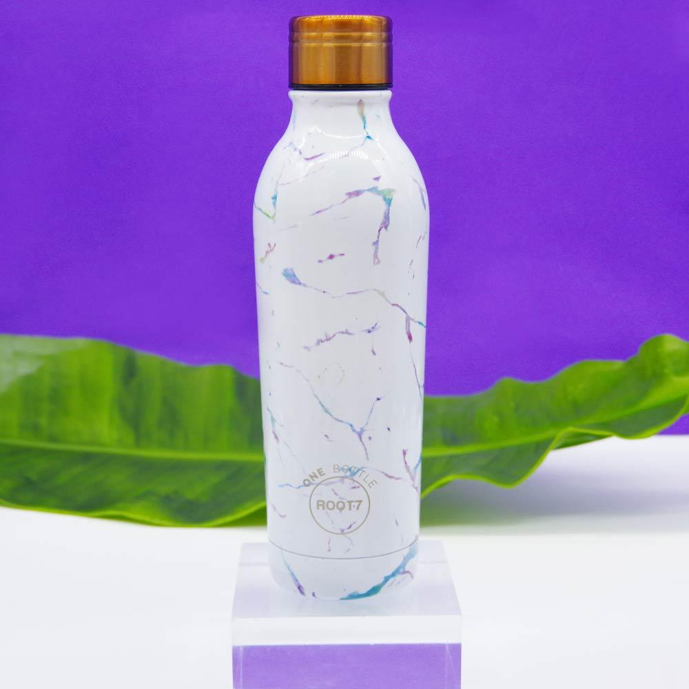 Water Bottle Insulated Double Walled Leak Proof 500ml in Magic Marble Blue and Purple