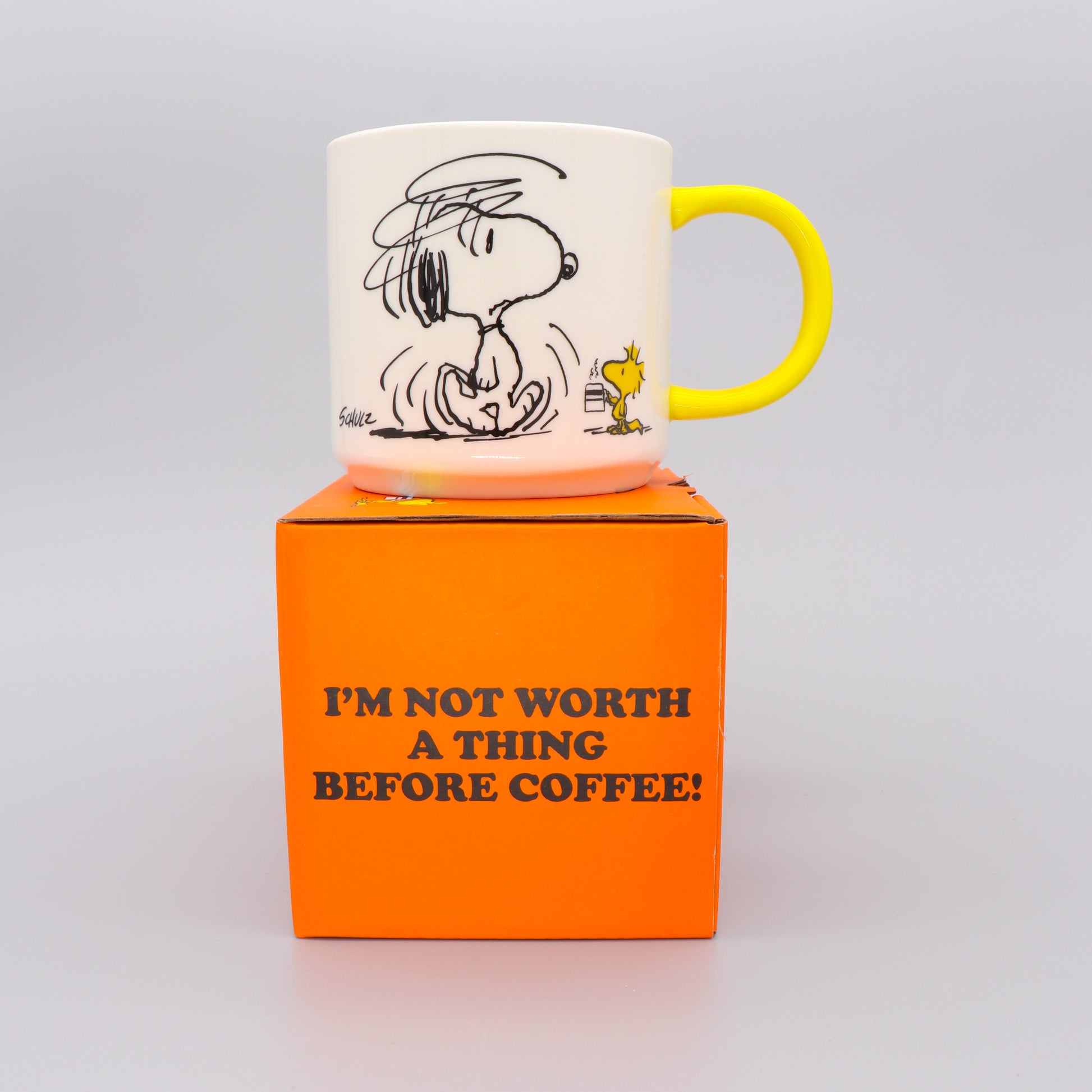 Snoopy Mug with Peanuts Comic Coffee White and Yellow