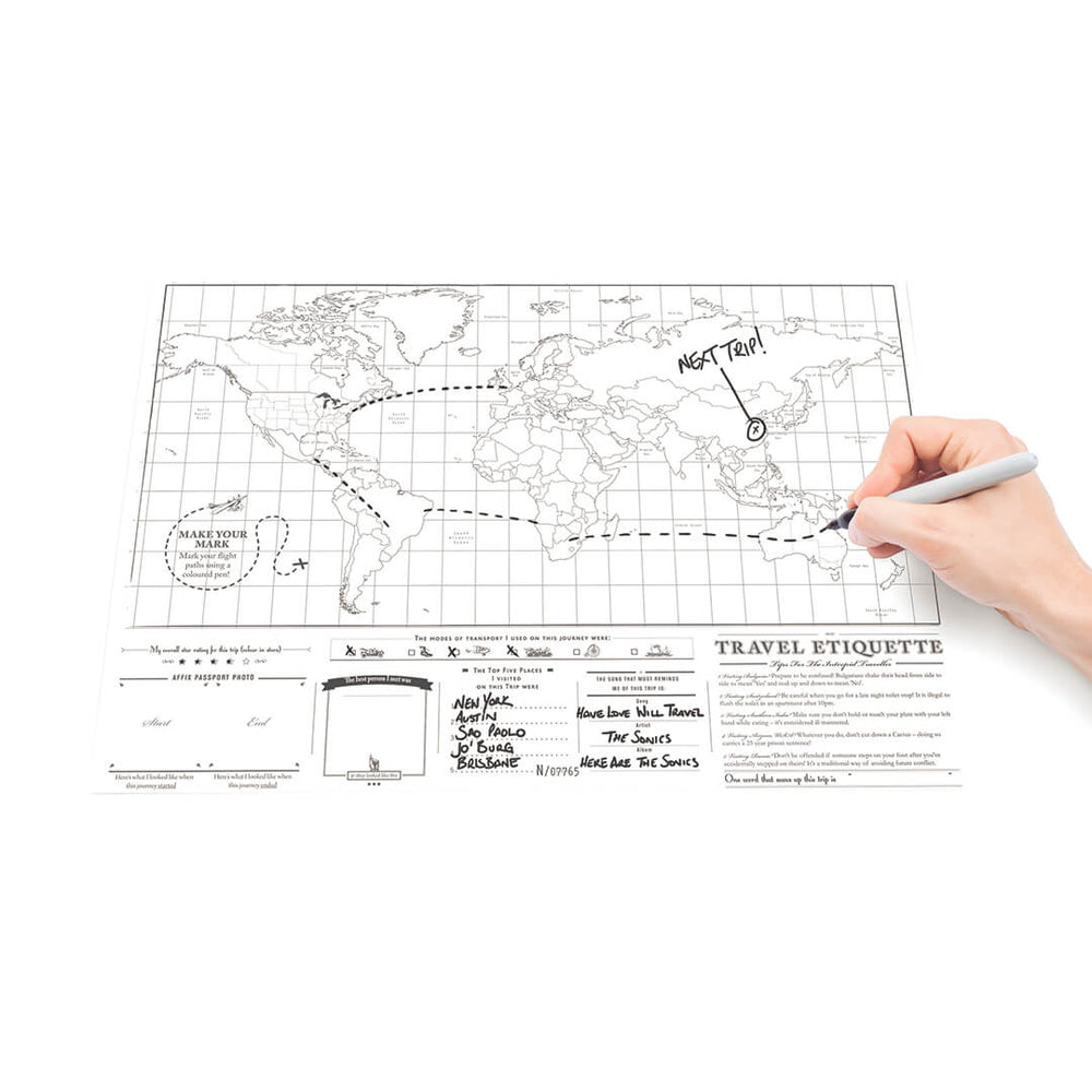 Mini Scratch Map Scratch Map travel edition in white
