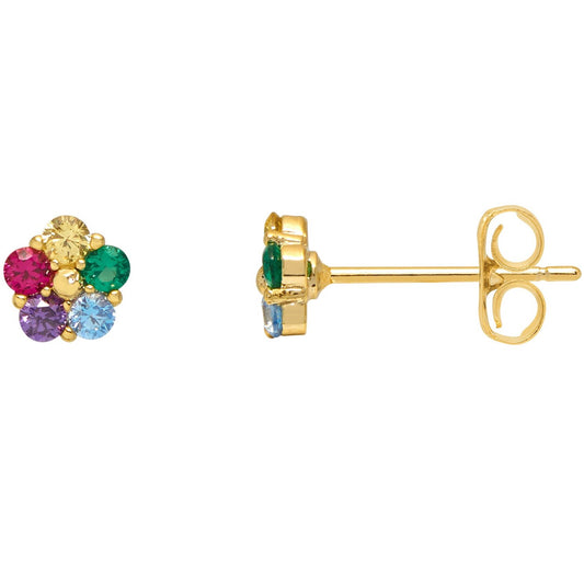 Earrings Mini CZ Flower Studs Gold Plated