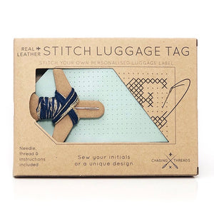 Customisable stitch travel luggage tag real leather in mint