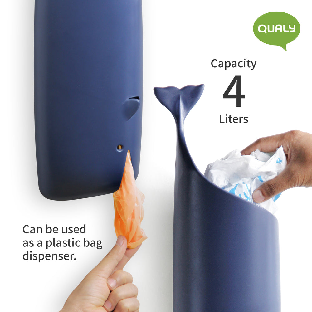 Plastic bag holder and dispenser whale ocean climate change in blue