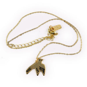 
            
                Load image into Gallery viewer, Necklace with a Swallow bird pendant in gold by Katy Welsh
            
        