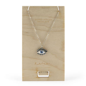 
            
                Load image into Gallery viewer, Necklace with Blue Evil Eye pendant in silver by Katy Welsh
            
        