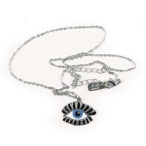 
            
                Load image into Gallery viewer, Necklace with Blue Evil Eye pendant in silver by Katy Welsh
            
        