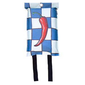 Fire Blanket Wine Chilli Pepper Chequer White Blue