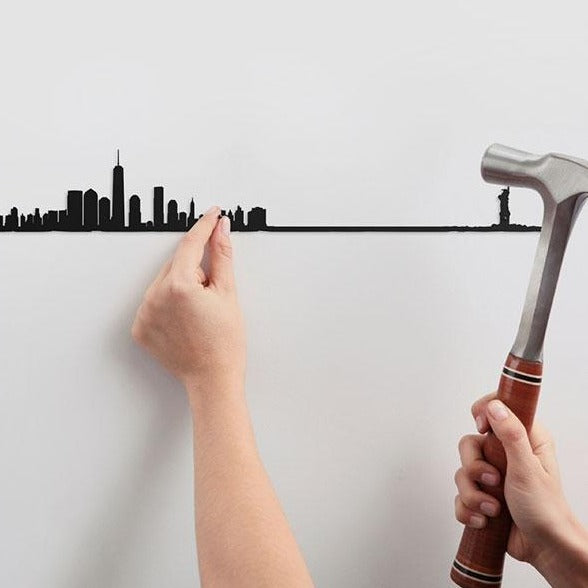 The Line Wall Art Decoration New York Skyline Large in Black Steel