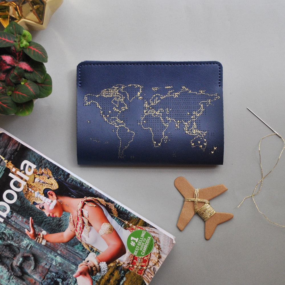 Stitch passport cover in navy