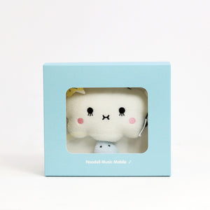 Music mobile plush soft toy for children with cloud 'Ricehush' in white