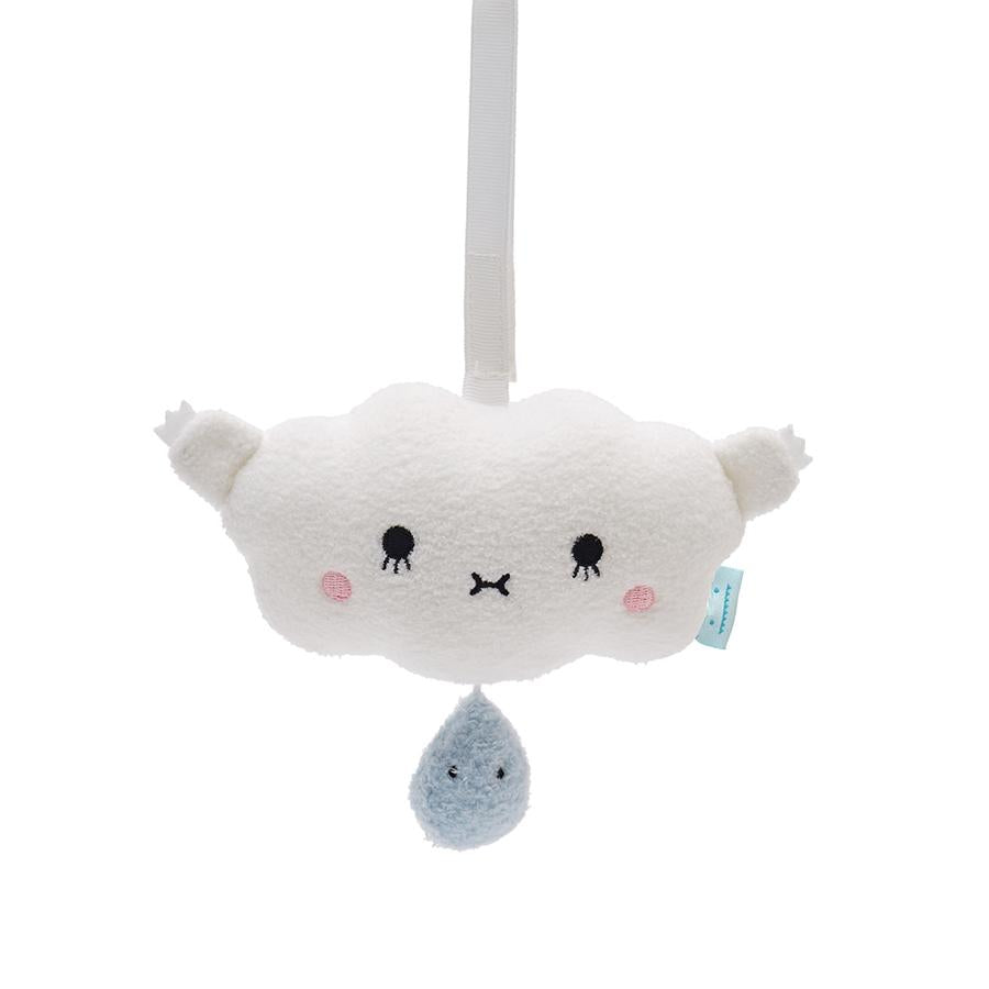 Music mobile plush soft toy for children with cloud 'Ricehush' in white