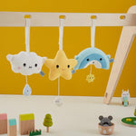 Music mobile plush soft toy for children with cloud 'Ricehush' in white