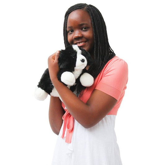 Border Collie Puppet Soft Toy Dog in Black and White
