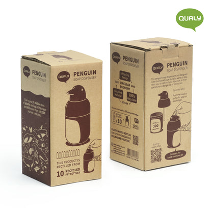 Soap Dispenser Reusable in Penguin Design Grey