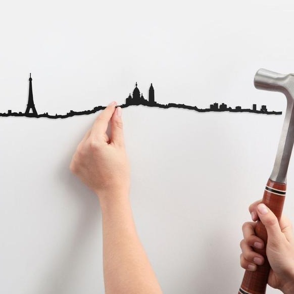 The Line Wall Art Decoration Paris Skyline in Black