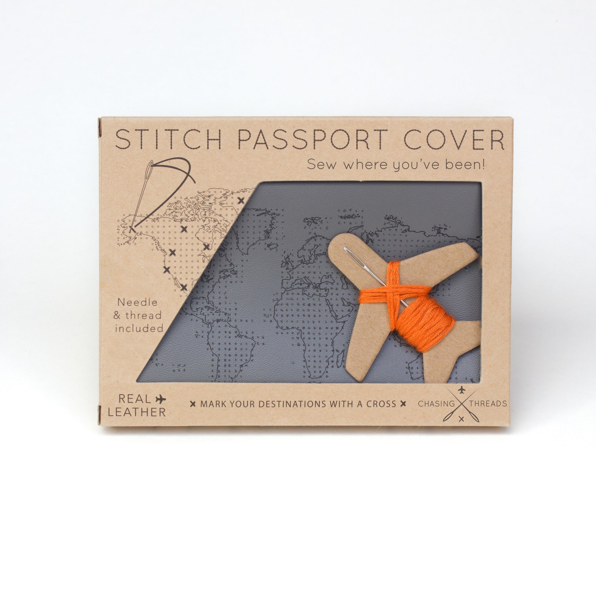Stitch passport cover in grey