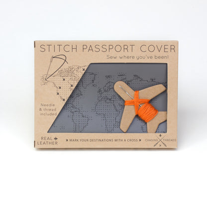Stitch passport cover in grey