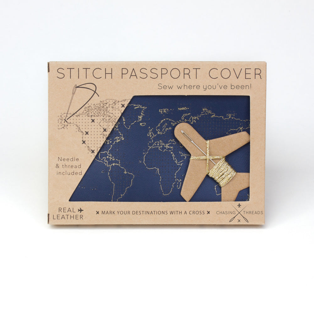 Stitch passport cover in navy