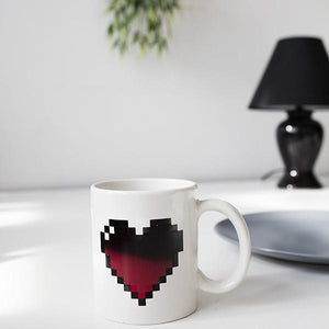 Mug with heat changing 'Pixel Heart' in white