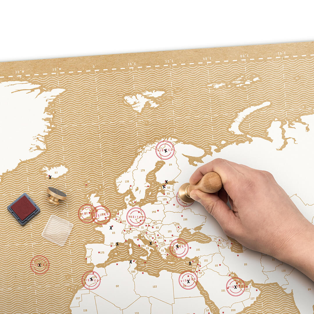 Stamp travel poster map