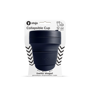 Stojo collapsible cup travel mug 12oz in navy denim