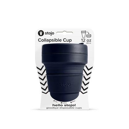 Stojo collapsible cup travel mug 8oz in navy denim