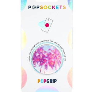 Mobile accessory expanding hand-grip and stand Popsocket in pastel palm trees